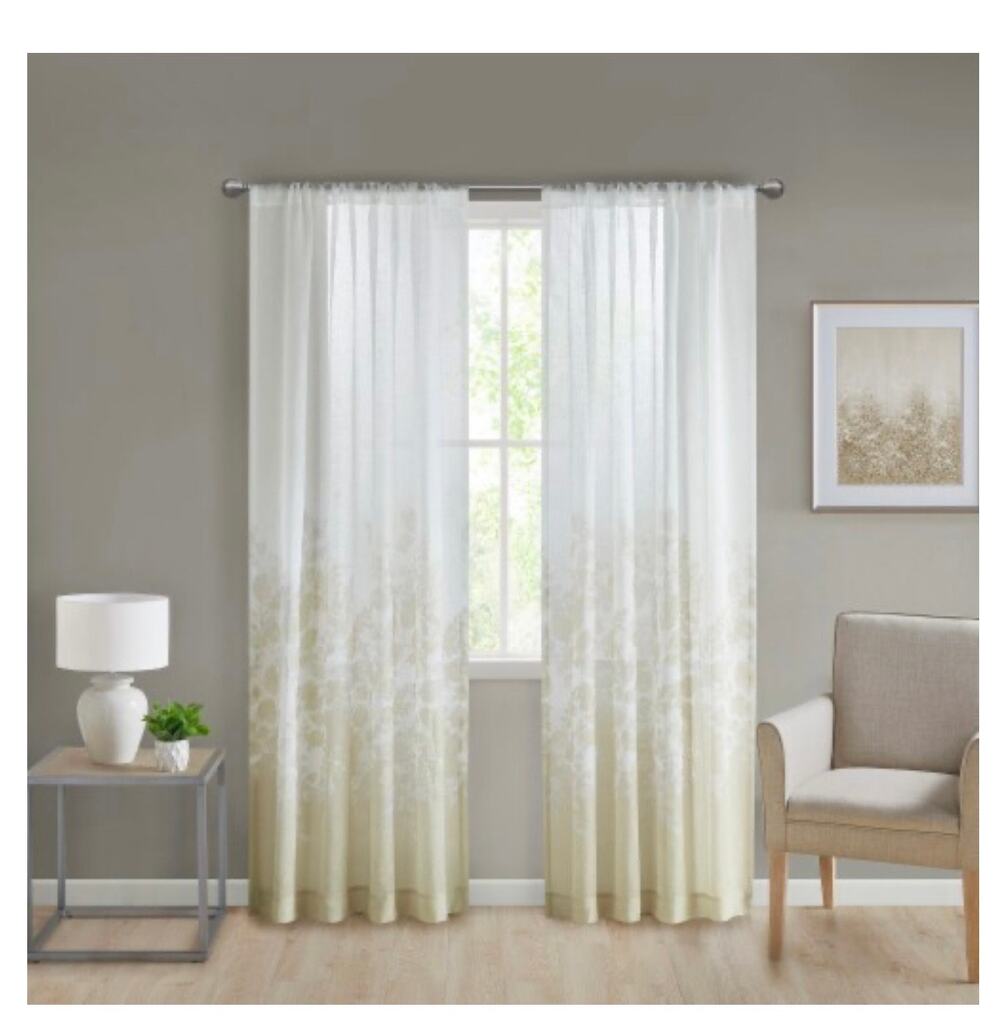 Urban Habitat Kimball Print Sheer Curtains - Taupe 1 Panel 50 x 63 inches